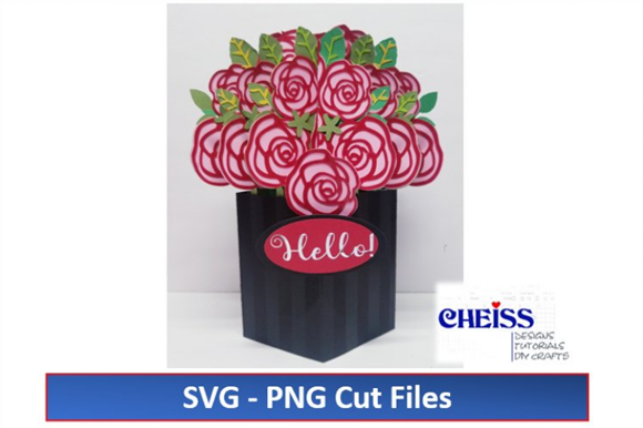 3D Roses Bouquet Card with Envelope SVG: Paper Flowers in 3D SVG