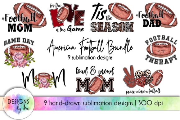 American Football Bundle: 9 T-Shirt Designs & Graphics