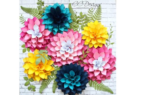 Dahlia Giant Wall Flowers Templates: 3D SVG Paper Flowers