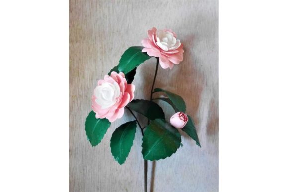 Easy Camelia Branch Paper Flower Templates: 3D SVG for Branding