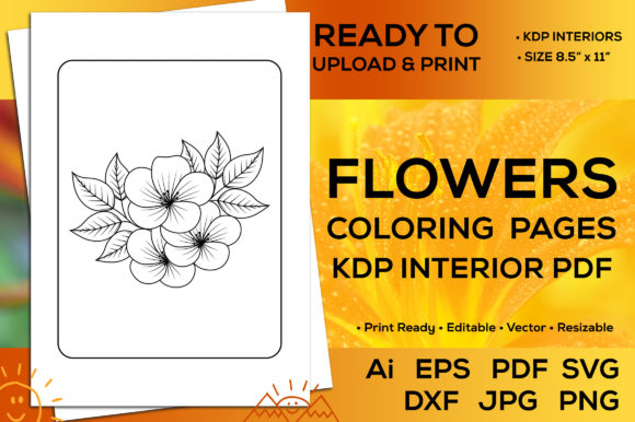 Flower Coloring Book Kdp Interior Pdf: Graphics for Kdp Interiors