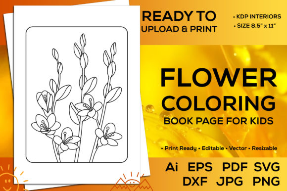 Flower Coloring Book Page for Kids PDF: Graphics & Coloring Pages