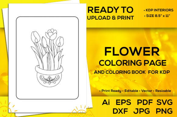 Flower Coloring Page and Coloring Book