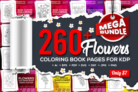 Flower Coloring Page KDP Interior Mega Bundle