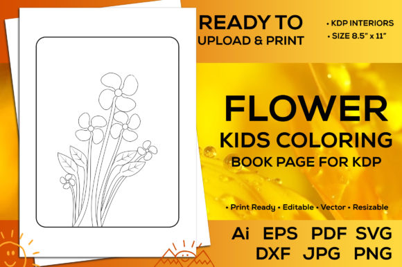 Flower Kids Coloring Pages Graphics
