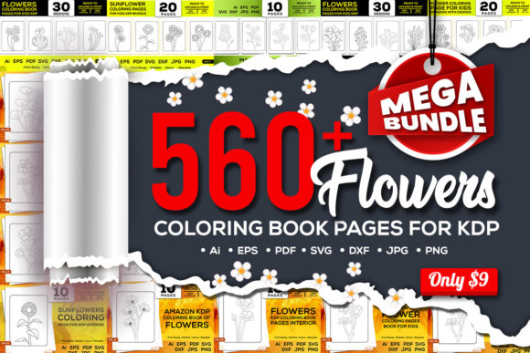 Flowers Coloring Book Pages Bundle