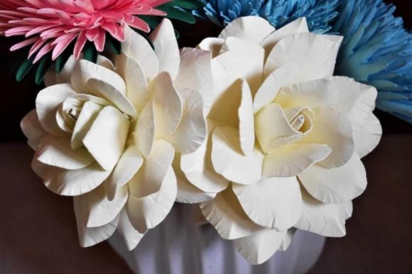 Garden Rose Paper Flower Templates: 3D SVG for Branding