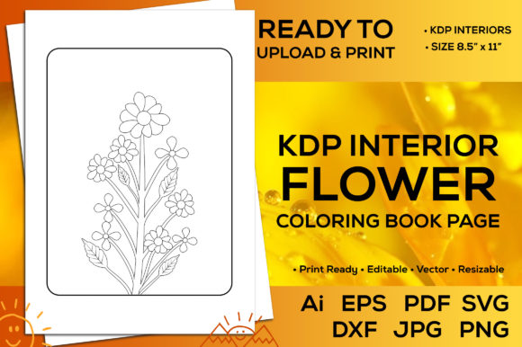 Kdp Interior Flower Coloring Book Page: Graphics & Coloring Pages