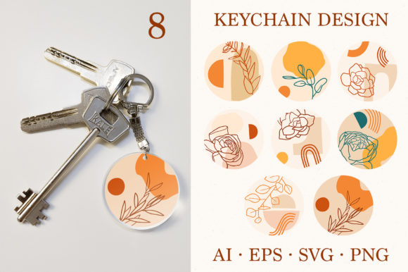 Keychain Flower Keychain Abstract Graphics for Crafts