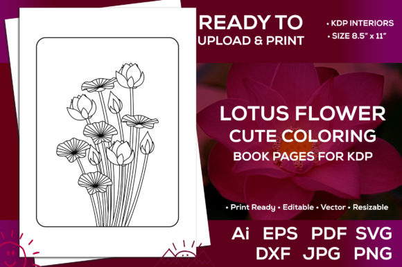 Lotus Flower Cute Coloring Pages Graphics
