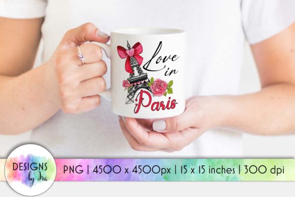 Love in Paris Eiffel Tower Illustration