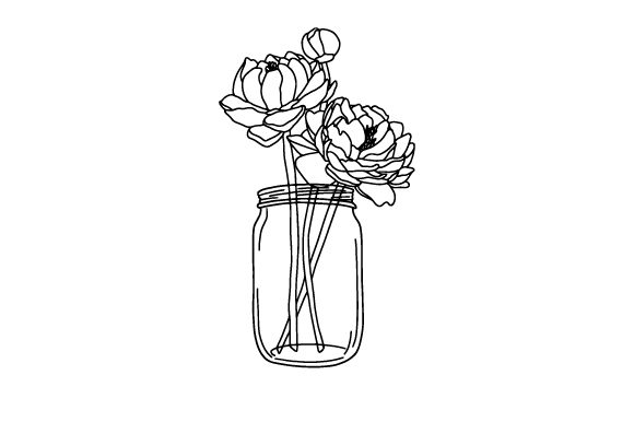 Mason Jar Filled with Flowers Crafts & Designs