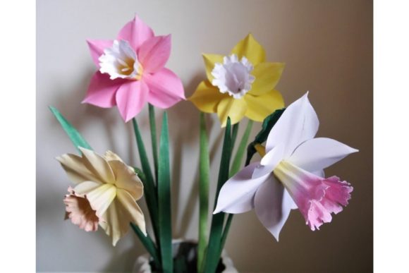 Narcissus Pretty in Pink Paper Flower Templates
