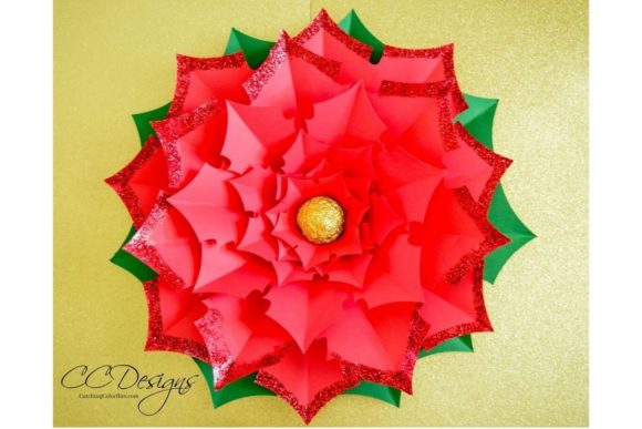 Noel Poinsettia Giant Paper Flower Templates for 3D SVG and Paper Flowers