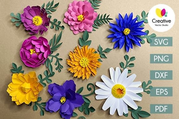 Paper Flower Bundle: 3D SVG Paper Flowers for Branding