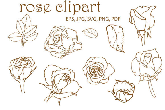 Rose and Leaves SVG: Hand Drawn Doodle Graphics for Decorative Elements