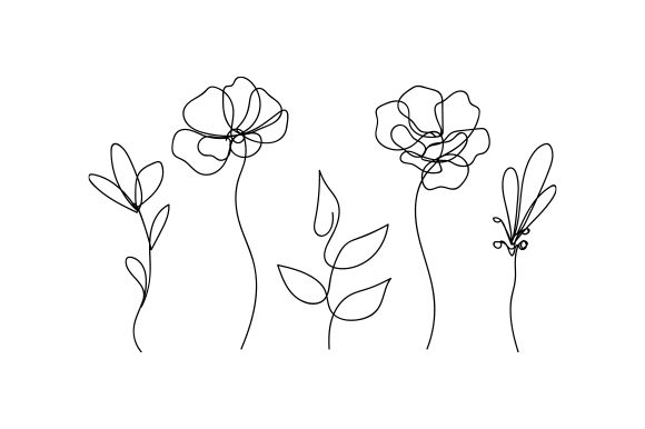 Single Line Flowers and Leaves: Nature-Inspired Crafts Design Asset