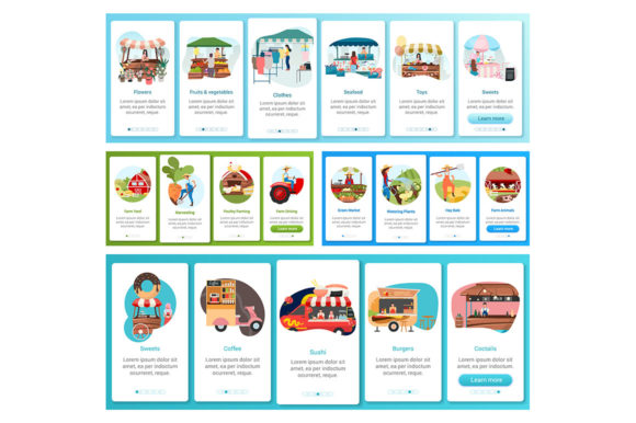 Summer Fair Onboarding Mobile App Screen Graphics