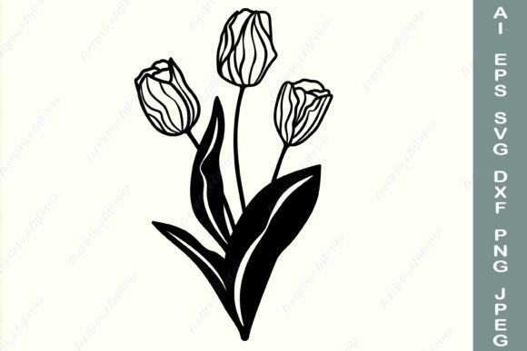 Tulip, Floral Clipart: Graphics for Crafts & Local Branding