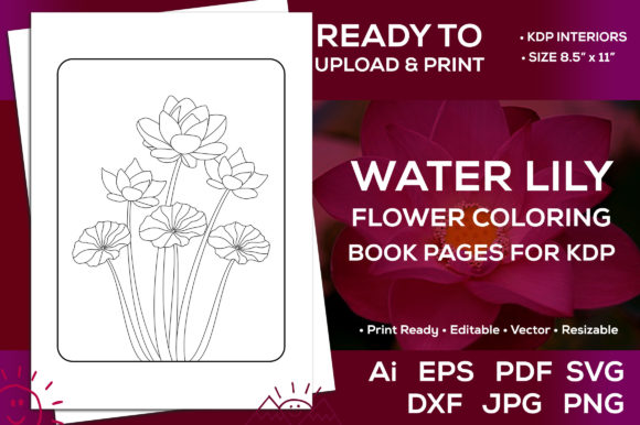 Water Lily Flower Coloring Pages