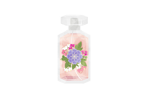 Watercolor Flowers in Perfume Bottles