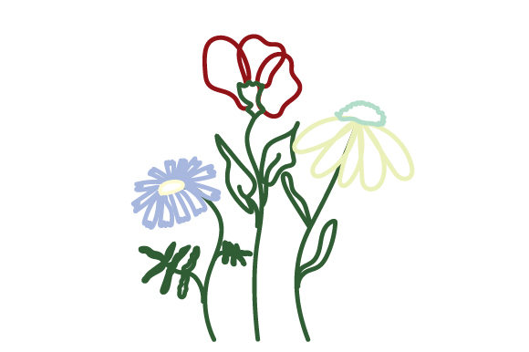 WILD FLOWERS LINE ART SET: Nature-Inspired Crafts Design Asset