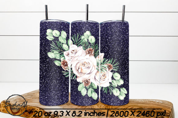 Winter Bouquet Tumbler Sublimation PNG: Graphics & Print Templates